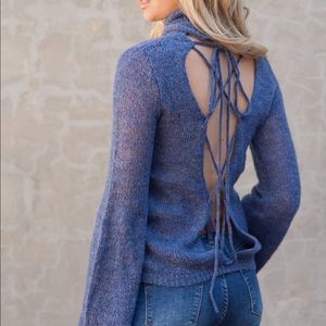 Backless, lace up sweater.